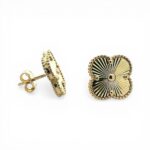 14k Yellow Gold Clover stud earrings solid gold 585.