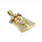 14k Yellow Gold Jesus Pendant Set With Lab Diamonds - 3.64 ct - Image 2