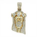 14k Yellow Gold Jesus Pendant Set With Lab Diamonds - 3.64 ct