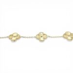 14k Yellow Gold Solid Patterned Clover Bracelet - 14 mm - Image 5