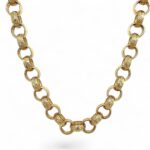 9k Yellow Gold Solid belcher chain solid patterned and plain links.