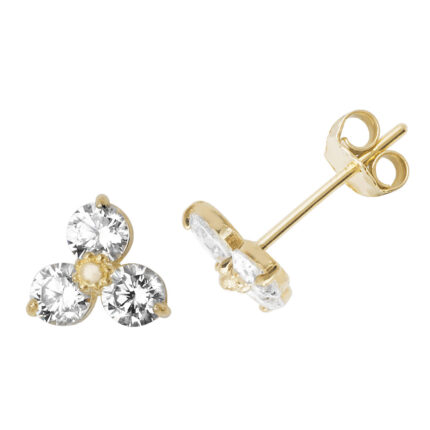 9k Yellow Gold Flower Stud Earrings