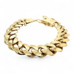 9k Yellow Gold Miami Cuban Bracelet Light Links - 18 mm - Image 9
