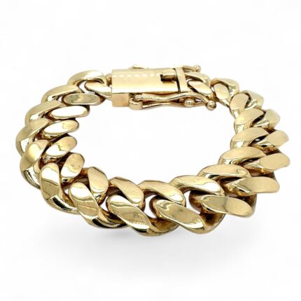 9k Yellow Gold Miami Cuban Bracelet Light Links - 18 mm