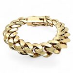 9k Yellow Gold Miami Cuban Bracelet Light Links - 18 mm - Image 11