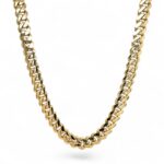 9k Yellow Gold Light Links Solid Cuban Chain With Camouflage Clasp - 8 mm