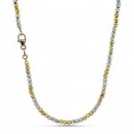 14k Yellow and White Gold Diamond Cut Patterned Ball Chain - 3 mm - Image 2