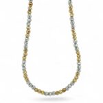 14k Yellow and White Gold Diamond Cut Patterned Ball Chain - 3 mm