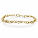 9k Yellow Gold Solid Lighter Link Heart Belcher Bracelet – 7 mm - Image 5