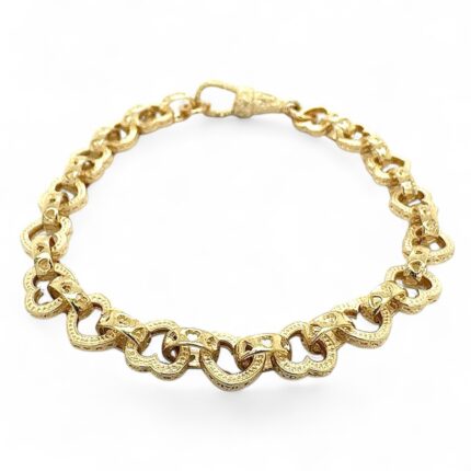 9k Yellow Gold Solid Lighter Link Heart Belcher Bracelet – 7 mm
