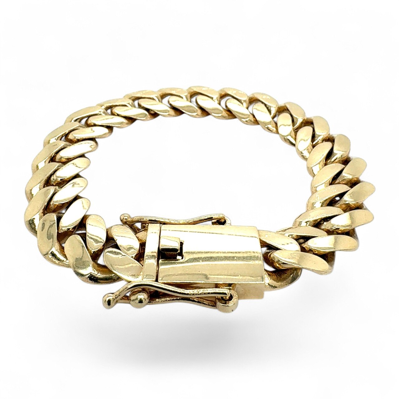 9k yellow gold miami cuban bracelet light links 14 mm. 9k yellow gold miami cuban bracelet light links 14 mm.