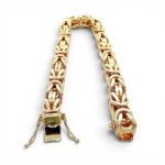 18k Yellow Gold Solid Square Byzantine Bracelet - 7 mm - Image 2