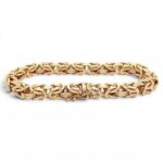 18k Yellow Gold Solid Square Byzantine Bracelet - 7 mm - Image 4