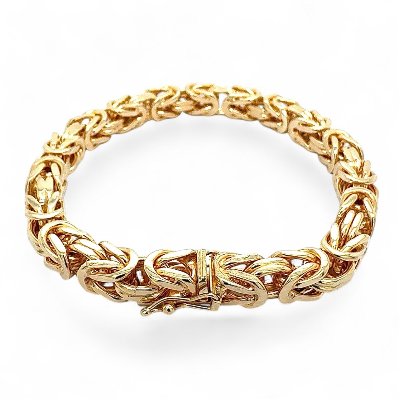 18k Yellow Gold Solid Square Byzantine Bracelet - 7 mm - Image 1