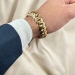 9k yellow gold miami cuban bracelet light links 14 mm.