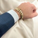9k yellow gold miami cuban bracelet light links 14 mm.