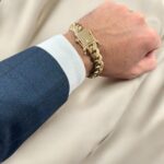 9k yellow gold miami cuban bracelet light links 14 mm.