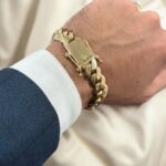 9k yellow gold miami cuban bracelet light links 14 mm.