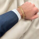 18k Yellow Gold Solid Square Byzantine Bracelet - 7 mm - Image 9