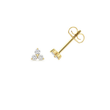 9k Yellow Gold Tri-Cluster Lab Grown Diamond Stud Earrings