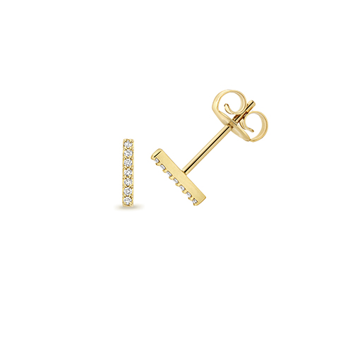 9k Yellow Gold Lab Grown Diamond Bar Stud Earrings - Image 1