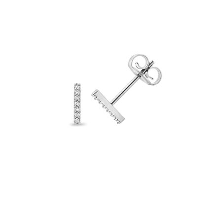9k White Gold Lab Grown Diamond Bar Stud Earrings
