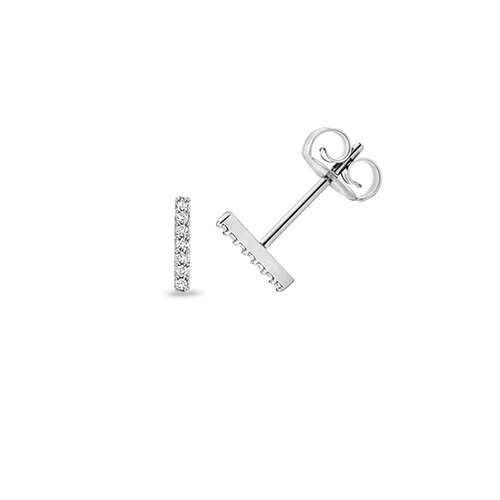 9k White Gold Lab Grown Diamond Bar Stud Earrings - Image 1