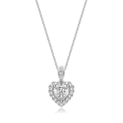 9k White Gold Labgrown Diamond Illusion Heart Necklace
