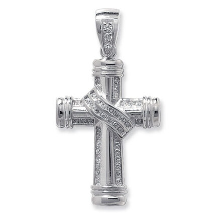 925 Sterling Silver Cz Set Cross Pendant
