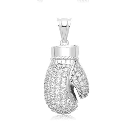 925 Sterling Silver Cz Set Boxing Glove Pendant