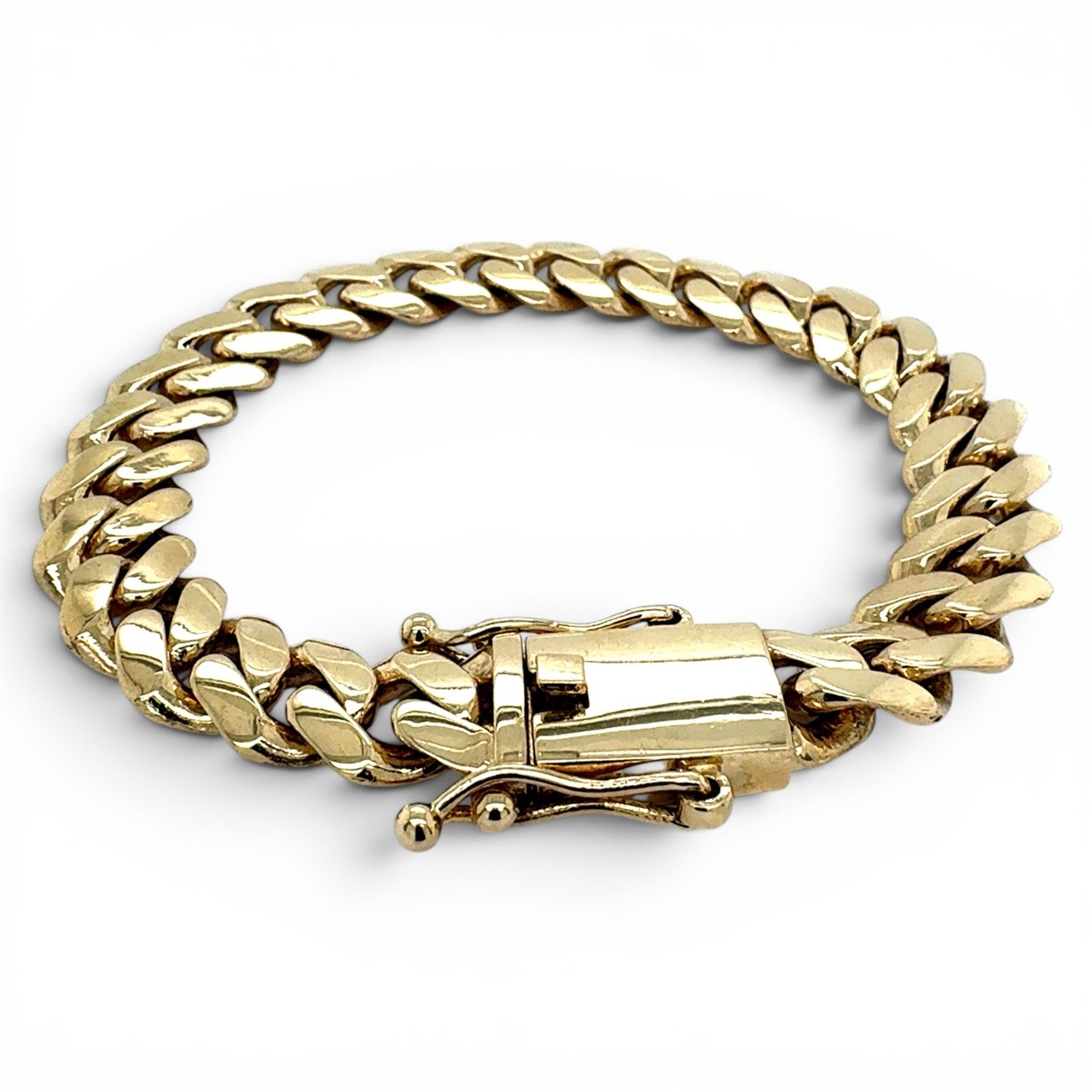 9k Yellow Gold Miami Cuban Bracelet Light Links - 12 mm - Image 1