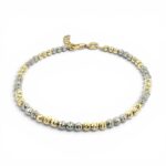 14k Yellow and White Gold Diamond Cut Ball Bracelet - 3 mm - Image 6