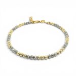 14k Yellow and White Gold Diamond Cut Ball Bracelet - 3 mm - Image 5