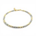 14k white and yellow gold ball bracelet solid diamond cut.
