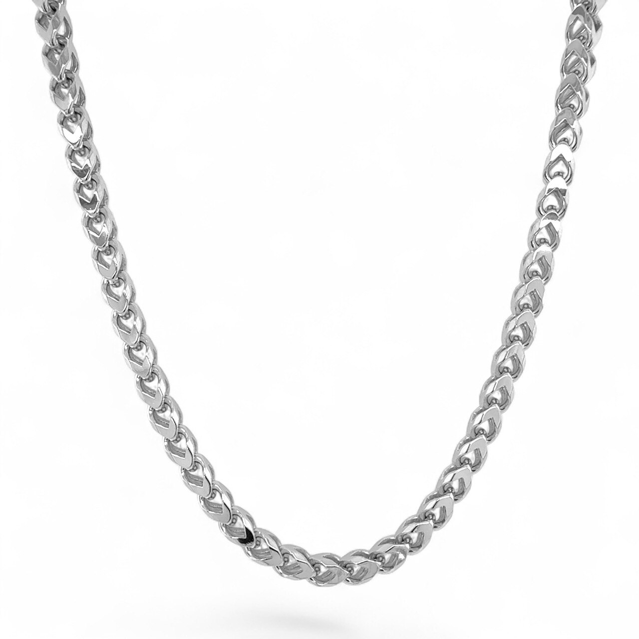9k White Gold Fancy Square Franco Chain - 4.5 mm - Image 1