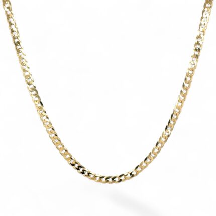 9k Yellow Gold Flat Bevelled Curb Chain - 3 mm