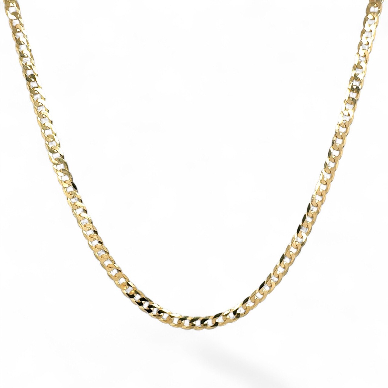 9k Yellow Gold Flat Bevelled Curb Chain - 3 mm - Image 1