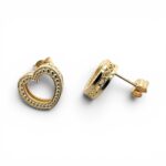 9k Yellow Gold Large Heart Stud Earrings - Image 2