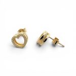 9k Yellow Gold Medium Heart Stud Earrings - Image 2