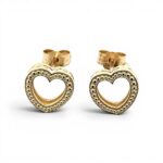 9k Yellow Gold Large Heart Stud Earrings