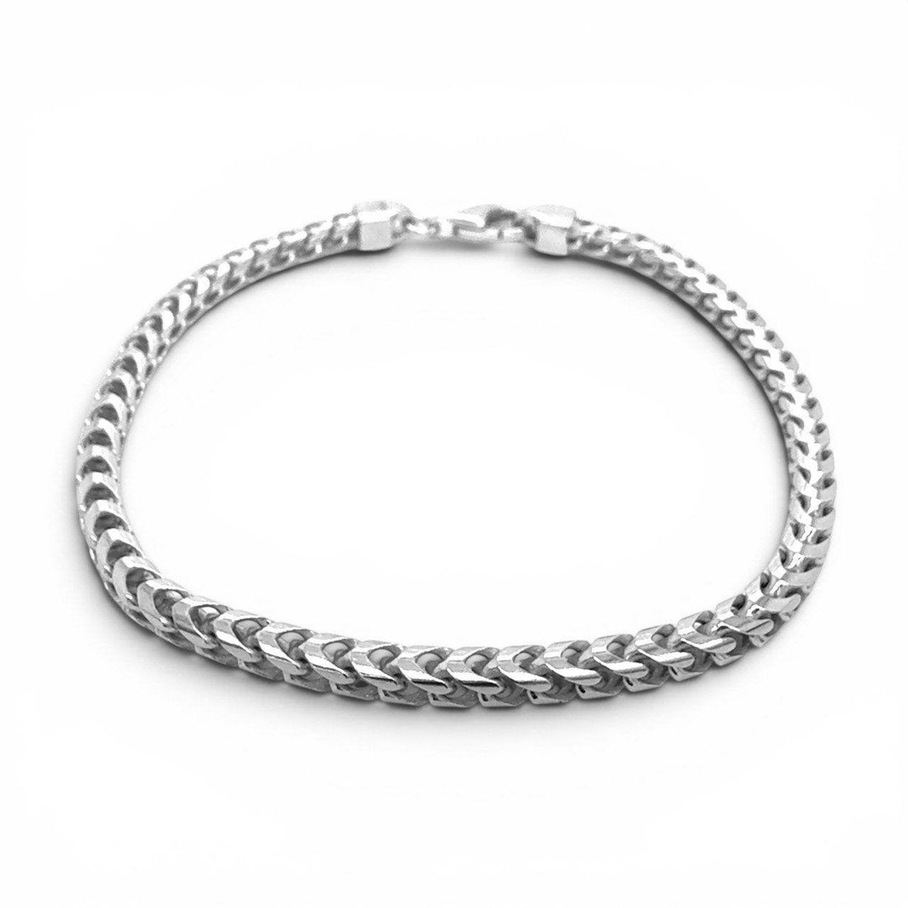 925 Sterling Silver Solid Square Franco Bracelet - 4 mm - Image 1