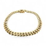9k Yellow Gold Camoflauge Miami Cuban Bracelet Light Links - 6 mm