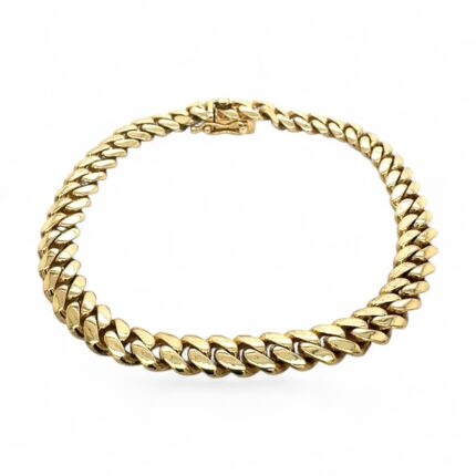 9k Yellow Gold Camoflauge Miami Cuban Bracelet Light Links - 6 mm