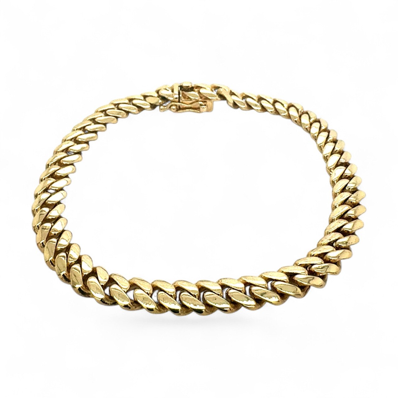 9k Yellow Gold Camoflauge Miami Cuban Bracelet Light Links - 6 mm - Image 1