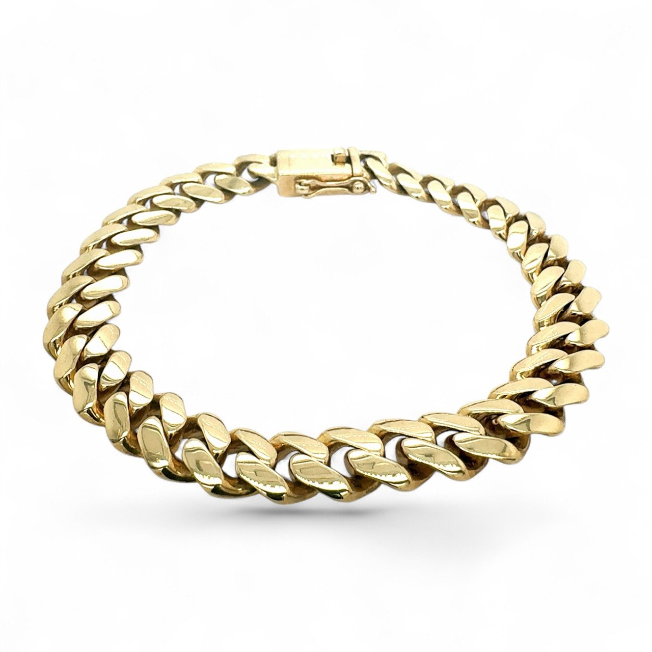 9k Yellow Gold Miami Cuban Bracelet Light Links - 10 mm - Image 1