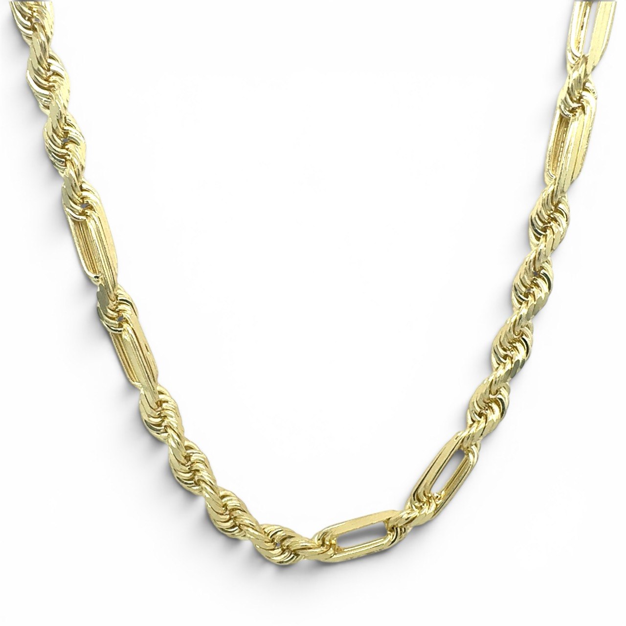 9k Yellow Gold Diamond Cut Figaro Rope Chain - 5.50 mm - Image 1