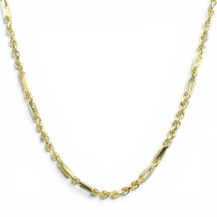 9k Yellow Gold Diamond Cut Figaro Rope Chain - 3 mm