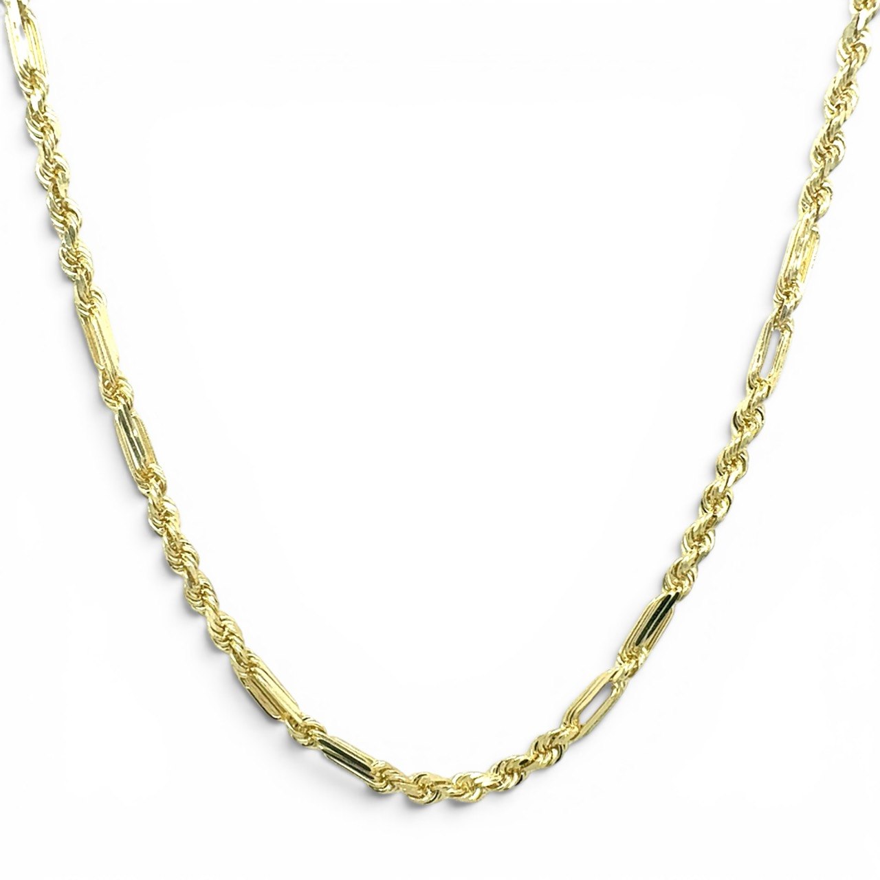 9k Yellow Gold Diamond Cut Figaro Rope Chain - 3 mm - Image 1
