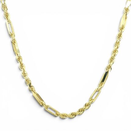 9k Yellow Gold Diamond Cut Figaro Rope Chain - 4 mm