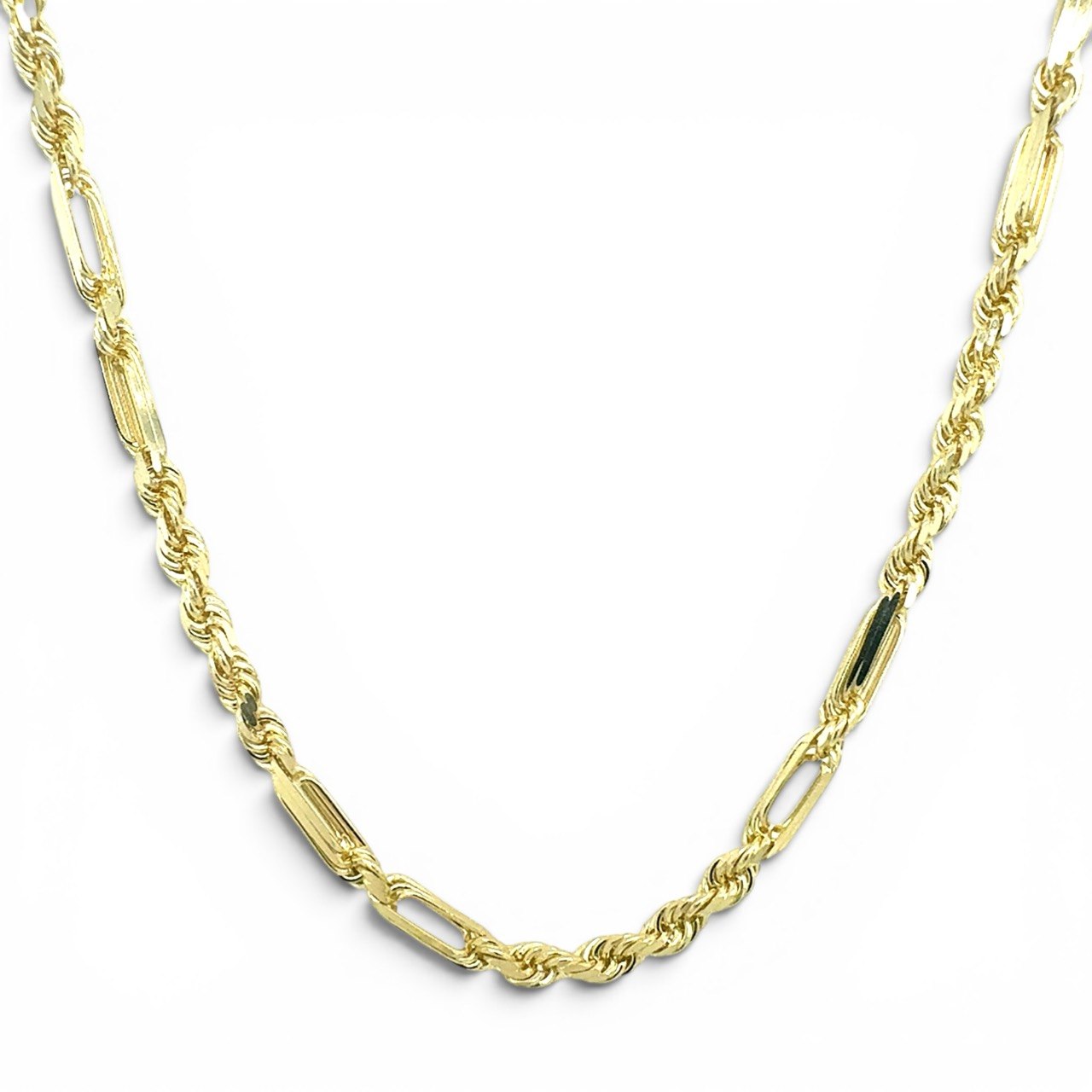 9k Yellow Gold Diamond Cut Figaro Rope Chain - 4 mm - Image 1